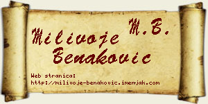 Milivoje Benaković vizit kartica